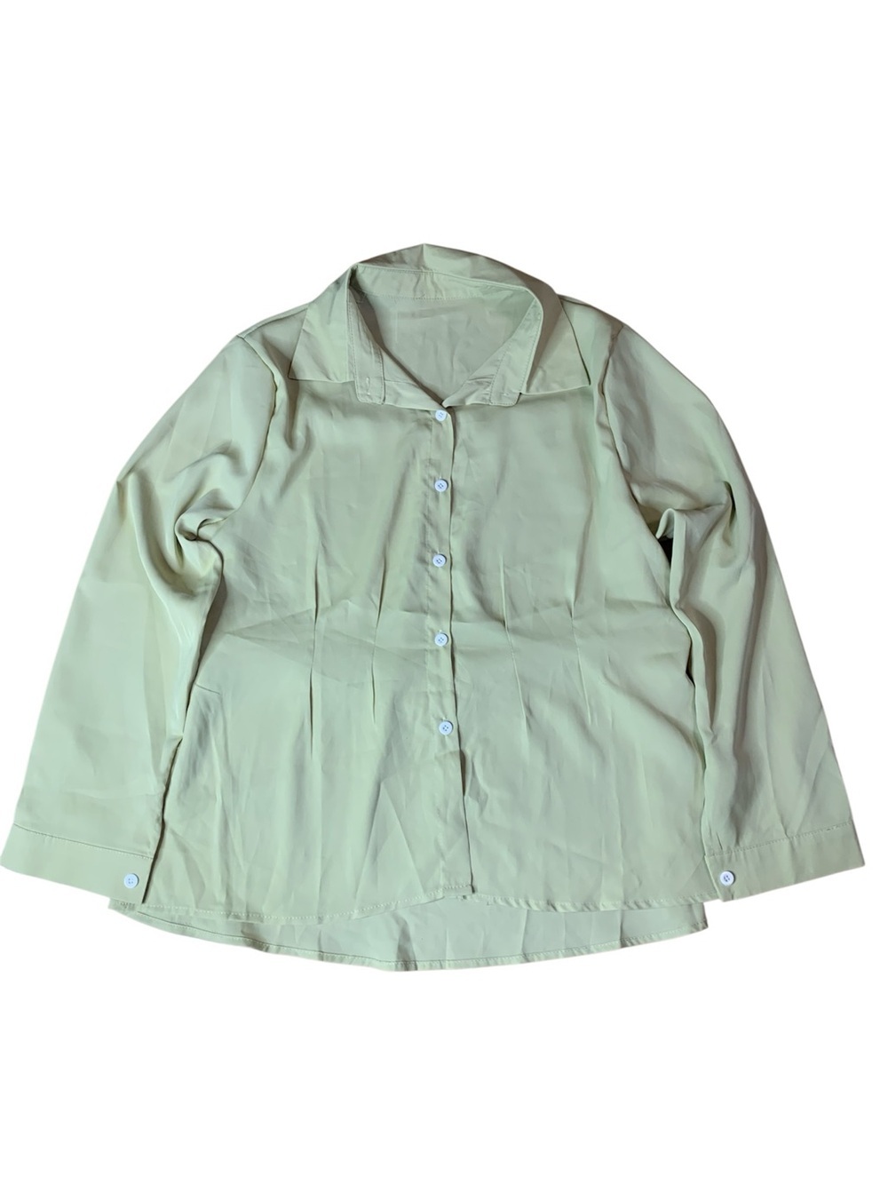Greenish-Yellow Button-Down Blouse - Size XL - Classic Professional Casual